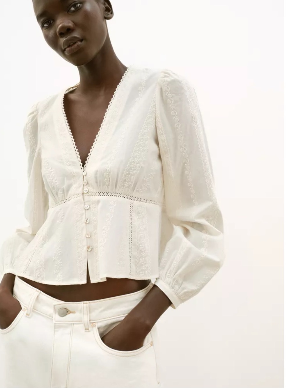 Zara NWT EMBROIDERED ROMANTIC BLOUSE 8741/253 - Picture 9 of 11